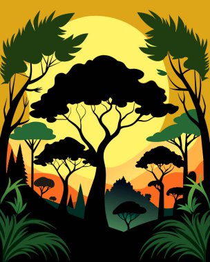 Ağaçlar ve güneş manzara