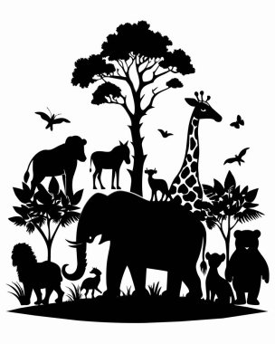 hayvanlar siluetleri kümesi