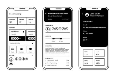 ui ux tasarımı için mobil uygulama arayüzü. vektör illüstrasyonu.