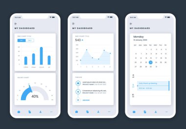 ui ux tasarımı için mobil uygulama arayüzü. vektör illüstrasyonu.