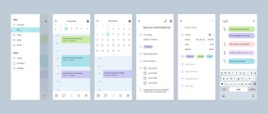 ui ux tasarımı için mobil uygulama arayüzü. vektör illüstrasyonu.