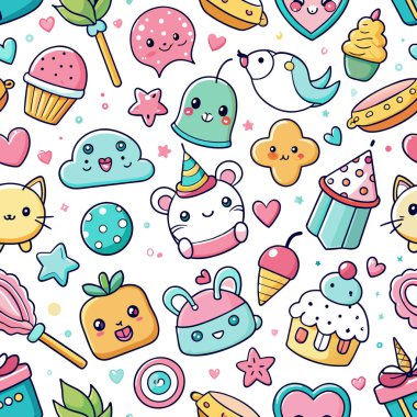 Sevimli el çizimi karalamalı dondurma pürüzsüz desen