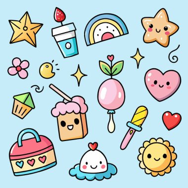 Kawaii karakterlerinin çıkartmaları