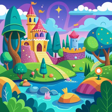 Peri masalı şato renkli çizgi film teması