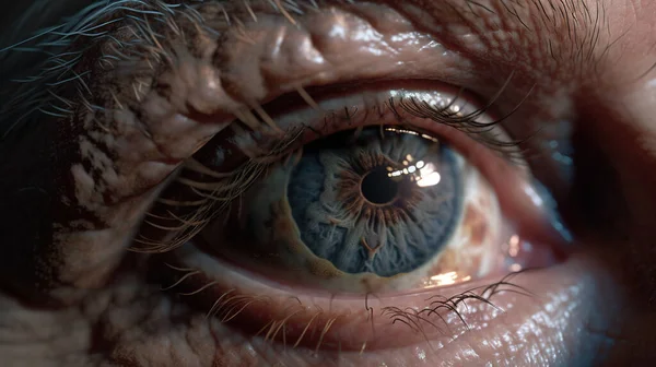 Крупный План Женского Глаза Голубыми Глазами — стоковое фото