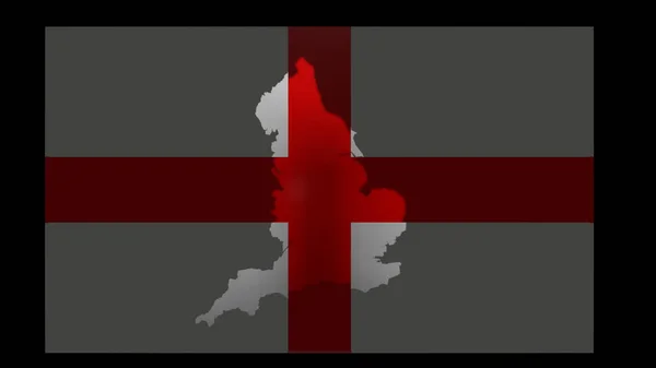 Glazen Oppervlak Engeland Vlag Met Engeland Kaart Achtergrond Rendering — Stockfoto