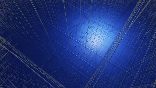 外側からの光を持つブルーガラスマトリックス 3Dレンダリング — ストック写真