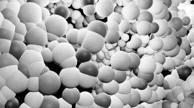 Nükleer füzyon reaksiyonunda beyaz, gri ve siyah baloncuk boyutları)