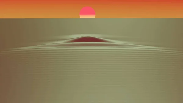 背景に夕日を背景に海面上の水リップル 3Dレンダリング — ストック写真