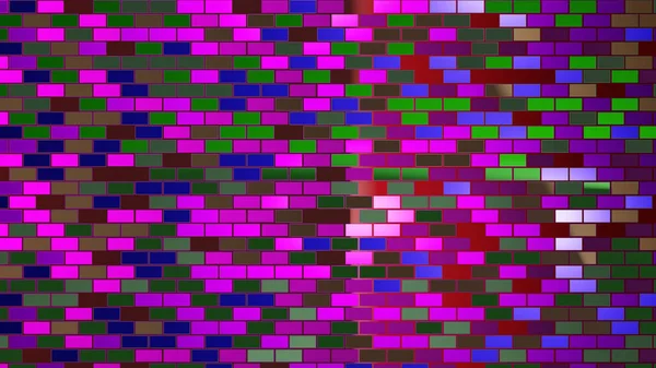 Colorful Glass Brick Wall Rendering — Stock Photo, Image