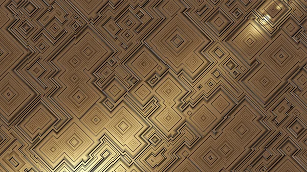 Gold Glänzendes Computer Mainboard Rendering — Stockfoto