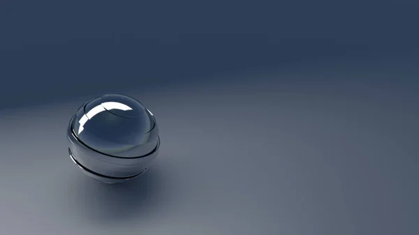 Çizgili kılıflı mavi cam küre (3D görüntüleme)