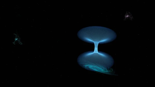 Wormgat Blauwe Einstein Rosen Brug Een Ruimte Met Ecliptica Sterrenhoop — Stockfoto