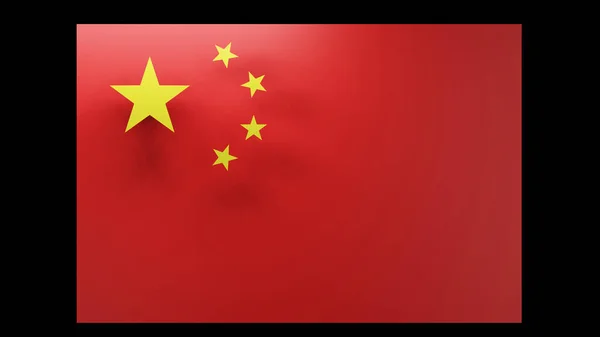 中国の旗とトップライト付きの3D黄色の星の影 3Dレンダリング — ストック写真