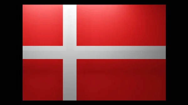 덴마크 국기와 백색광 그림자 렌더링 — 스톡 사진