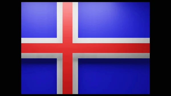 Bandera Islandia Sombra Cruz Blanca Roja Con Luz Superior Rendering — Foto de Stock