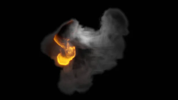 Fireball Svou Bílou Kouřovou Stezkou Vykreslování — Stock fotografie