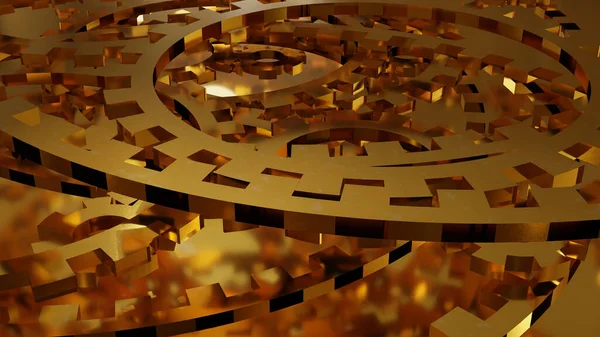 ぼやけた金の背景を持つ複数の金のギア層 3Dレンダリング — ストック写真