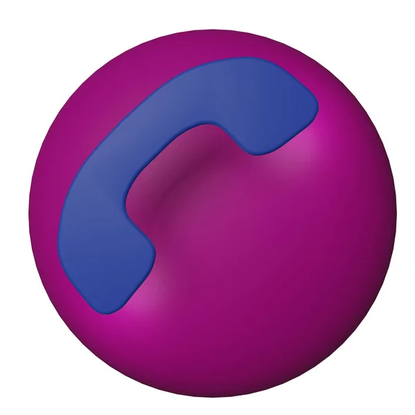Różowy Przycisk Niebieskim Telefonem Który Reprezentuje Ikonę Telefonu Rendering — Zdjęcie stockowe