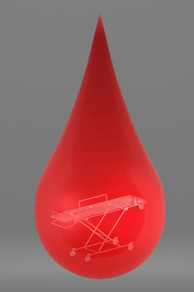 Nosze Czerwonej Przezroczystej Kropli Krwi Rendering — Zdjęcie stockowe