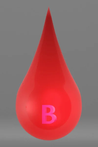 赤透明な血液滴内のテキストB文字 3Dレンダリング — ストック写真