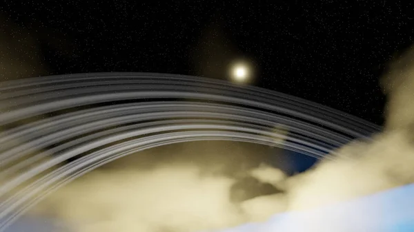 Satürn Halkası Satürn Atmosferinin Üzerinde Arka Planda Güneş Yıldız Alanı — Stok fotoğraf