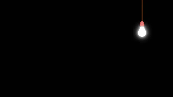 Uma Sonda Luz Incandescente Branca Brilhante Está Pendurada Quarto Escuro — Fotografia de Stock