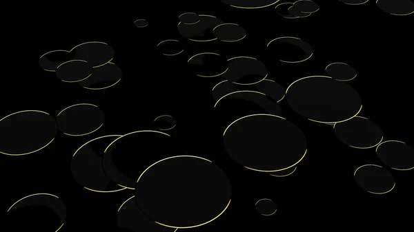 バブルの混合サイズゴールドエッジグロー 3Dレンダリング — ストック写真