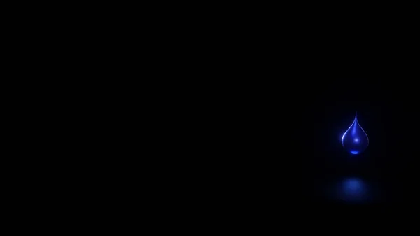 Синяя Капля Падает Поверхность Воды Черным Фоном Рендеринг — стоковое фото