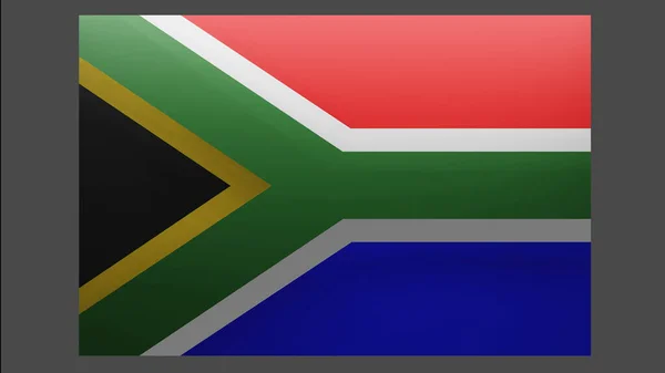 Jihoafrická Vlajka Zeleným Pruhem Bílým Světlem Okraji Vykreslování — Stock fotografie