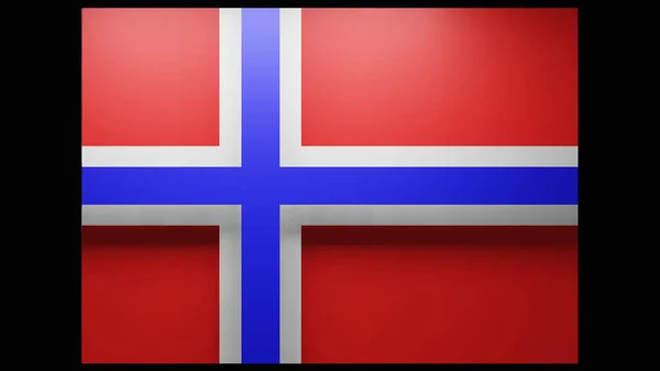 Bandeira Noruega Sua Sombra Cruz Azul Com Luz Superior Rendering — Fotografia de Stock