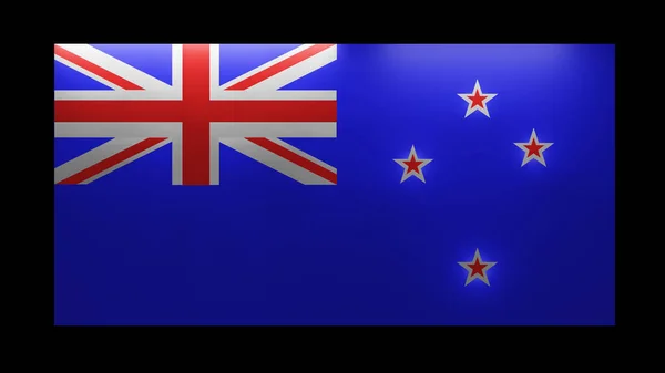 Bandiera Nuova Zelanda Con Stelle Luminose Esterne Rendering — Foto Stock