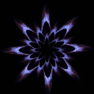 Kızılötesi modda çiçeğin mavi kırmızı enerji parlaması (3B oluşturma)