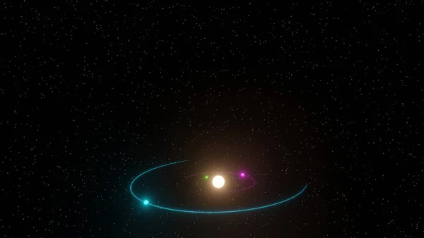 Красочная Орбита Звездной Системы Звёздным Полем Фоновом Режиме Рендеринг — стоковое фото