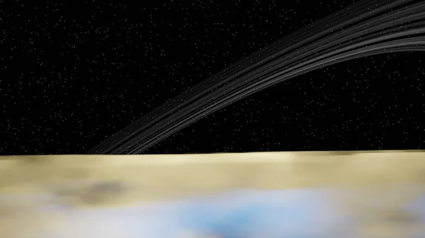 Saturn Kroužek Nad Atmosférou Saturnu Hvězdným Polem Pozadí Vykreslování — Stock fotografie