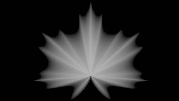 White Contour Maple Leaf Black Background Rendering — Stock Photo, Image
