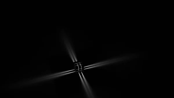 Une Sonde Lumineuse Cubique Étrange Avec Faisceau Lumineux Lumineux Arrière — Photo