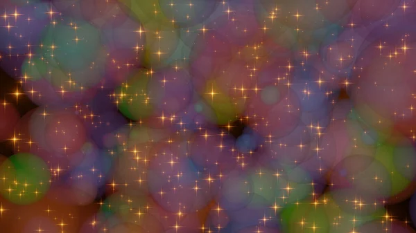 Queda Brilho Pequena Estrela Explosão Floco Ouro Entre Bola Colorida — Fotografia de Stock