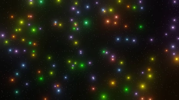 Arkaplanda Yıldızlı Boşluk Olan Renkli Parlayan Yıldız Kümesi Renklendirme — Stok fotoğraf