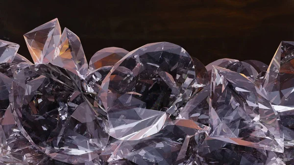 Pilha Diamante Transparente Estreita Faixa Com Fundo Escuro Rendering — Fotografia de Stock