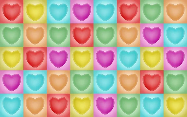 Mixed Colorful Heart Colorful Gradient Square Rendering — Stock Photo, Image