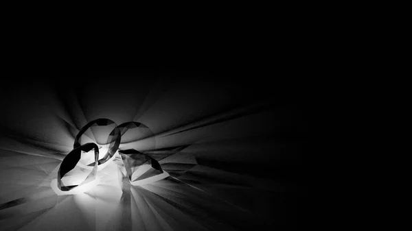 Luz Cáustica Refracción Del Diamante Blanco Una Mesa Oscura Representación — Foto de Stock
