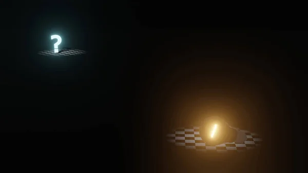 Luz Está Detectando Uma Lâmpada Incandescente Ponto Interrogação Brilho Azul — Fotografia de Stock