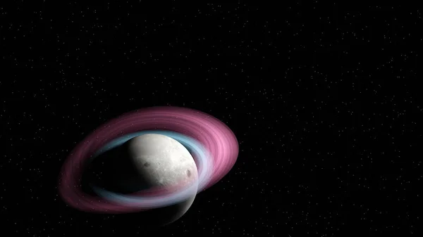 stock image Double layer of planetary rings with star field in background (3D Rendering)