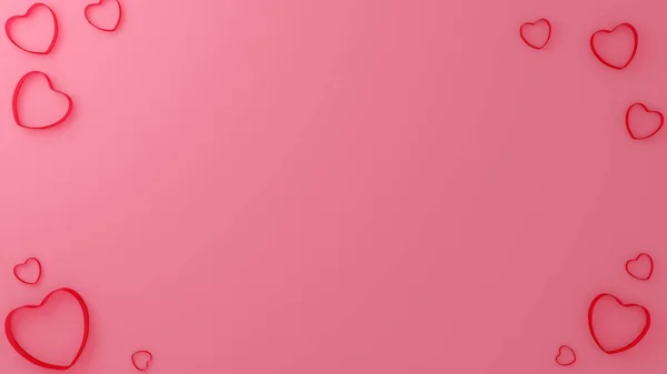 Heart outline and its shadow on pink background (3D Rendering)