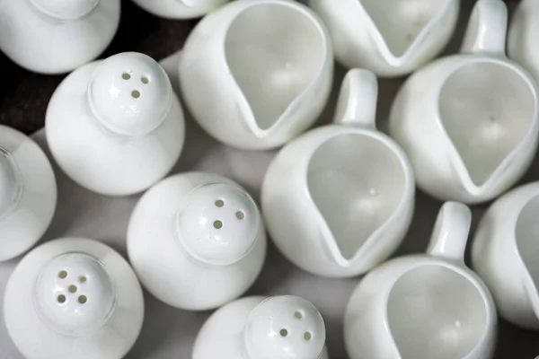 White porcelain condiment container set