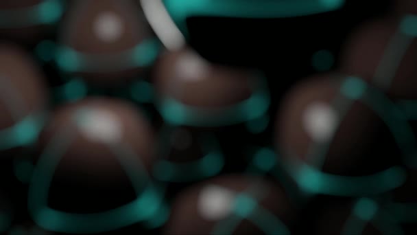Falling Black Ball Pile Its Glow Blue Circumference Dark Blur — Stock video