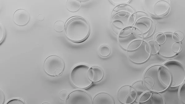 Plastik halkalardan oluşan bir beyaz arkaplan (3B Yapılandırma)