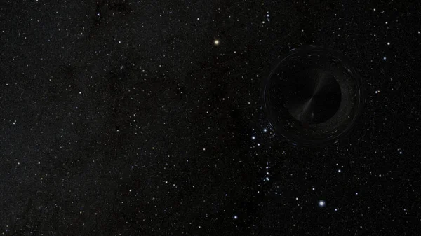オリオン座付近の宇宙空間のブラックホール 3Dレンダリング — ストック写真