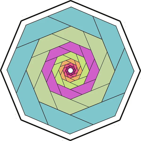 几何多边形艺术 螺旋形图案 — 图库照片